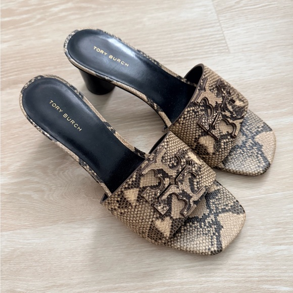 TORY BURCH 55 mm INES HEELED MULE SANDAL in Desert Dusk Roccia Size 8 - Picture 4 of 10